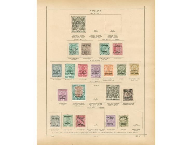 1886/1910, collection on 12 album pages including Chamba, Faridkot, Patiala, Nabha and Gwalior, unused and used, service over
