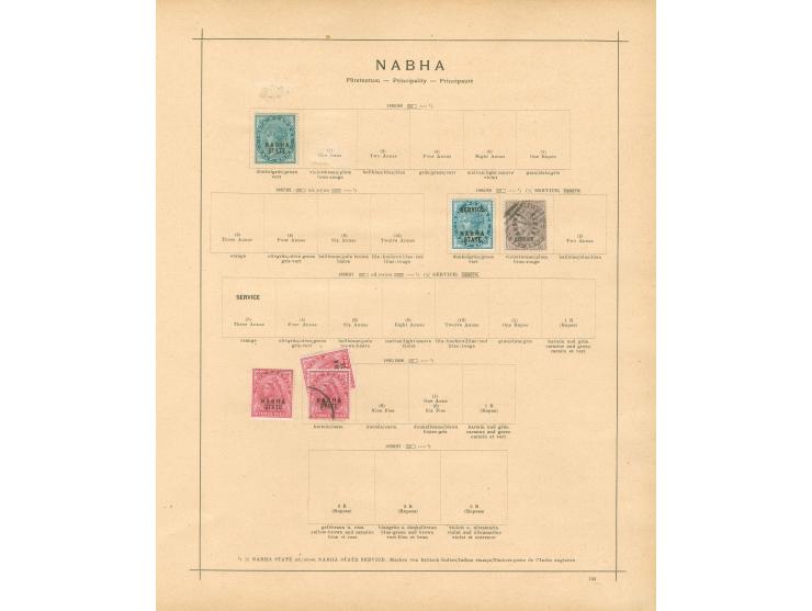 1886/1910, collection on 12 album pages including Chamba, Faridkot, Patiala, Nabha and Gwalior, unused and used, service over