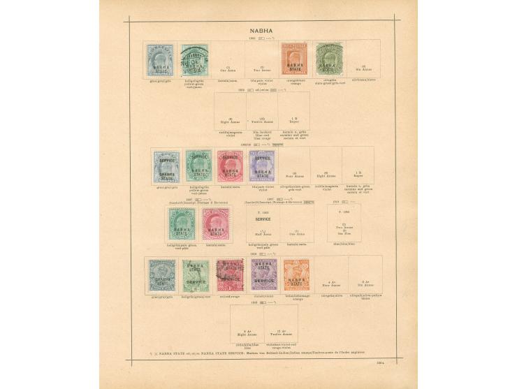 1886/1910, collection on 12 album pages including Chamba, Faridkot, Patiala, Nabha and Gwalior, unused and used, service over
