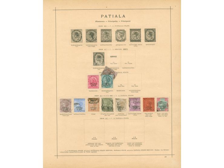 1886/1910, collection on 12 album pages including Chamba, Faridkot, Patiala, Nabha and Gwalior, unused and used, service over