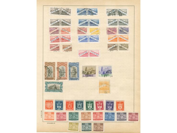1877/1950, collection on 18 album pages, unused and used, including Mi.100-104, 125-30, 140, P60, mainly fine.