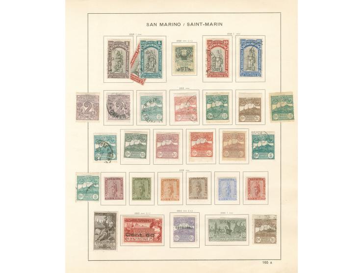 1877/1950, collection on 18 album pages, unused and used, including Mi.100-104, 125-30, 140, P60, mainly fine.