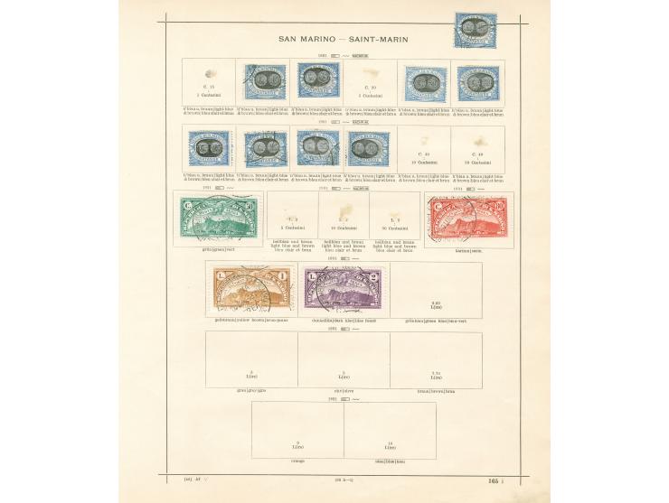 1877/1950, collection on 18 album pages, unused and used, including Mi.100-104, 125-30, 140, P60, mainly fine.