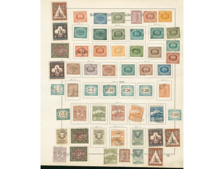 1877/1950, collection on 18 album pages, unused and used, including Mi.100-104, 125-30, 140, P60, mainly fine.