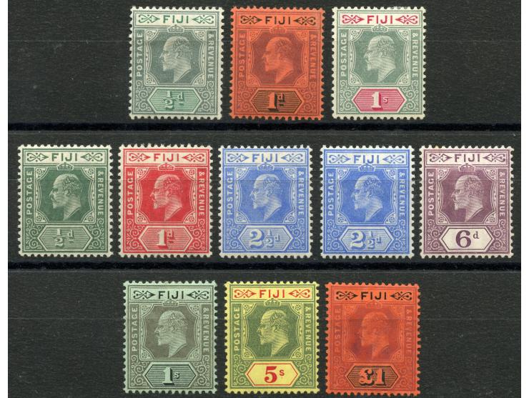 1904/12, KEVII watermark change to Multiple Crown CA, set of three values (½ d., 1 d. and 1 s.) and the 1906/12 set of seven 