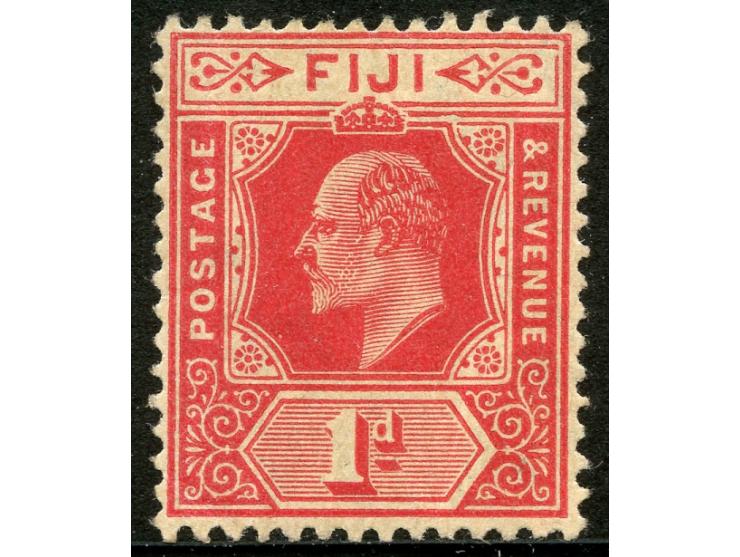 1906/12, KEVII Spavin Flaw: 1 d. red, unused, plate flaw “damaged frame and crown”. It occurs on the third stamp in the first