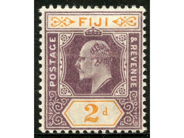 1904/09, KEVII Spavin Flaw: 2 d. dull purple and orange, unused, plate flaw “damaged frame and crown”. It occurs on the third