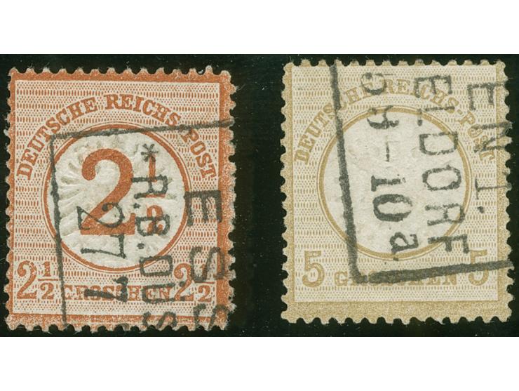 “ESSEN 1 R.B. DÜSSELDORF *a 27.7.” zwei klare Teilabschläge ergeben praktisch einen kpl. Stempelabschlag auf großer Schild 2½