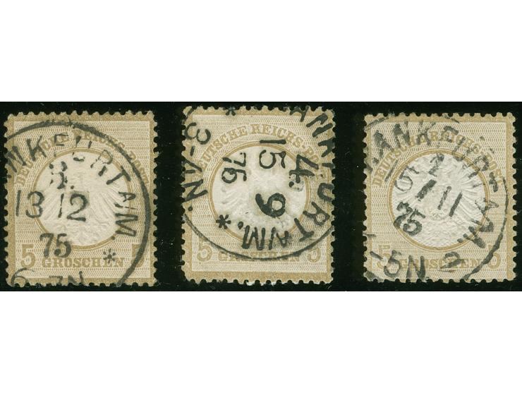 “FRANKFURT A/M 1 g 15.11.75”, “FRANKFURT A/M. 3 ** 13.12.75” und “FRANKFURT A/M 4 15.9.75” drei klare und fast kpl. Abschläge