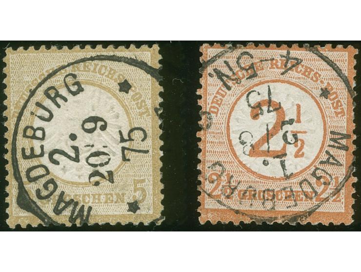 “MAGDEBURG” mit Postamts-Nummern “1-4" und Datem vom 2.8. bis 20.9.75, vier klare Abschläge auf großer Schild 2 Gr. (2x), 5 G