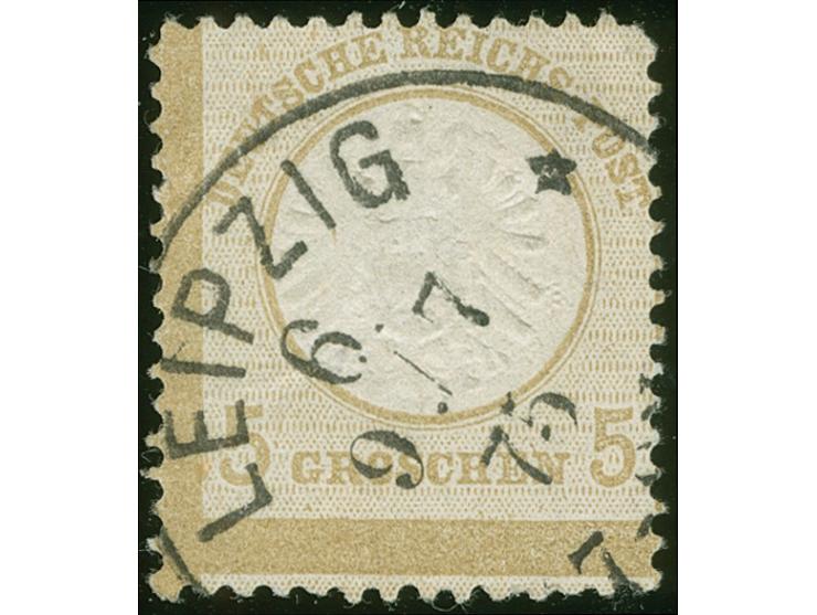 “LEIPZIG 6 ** 9.7.75” klar und fast kpl. auf großer Schild 5 Gr. ockerbraun mit um ca. 2 mm nach unten versetzter waagerechte