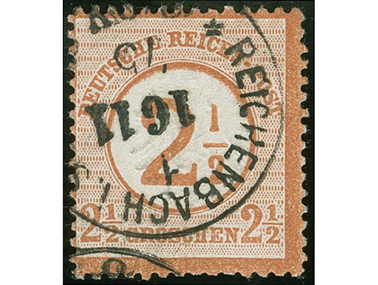 “REICHENBACH I. SCHL. 1** 16.11.75” klarer, fast kpl. Abschlag auf 2½ auf 2½ Gr. braunorange. Die farbfrische Marke ist deutl