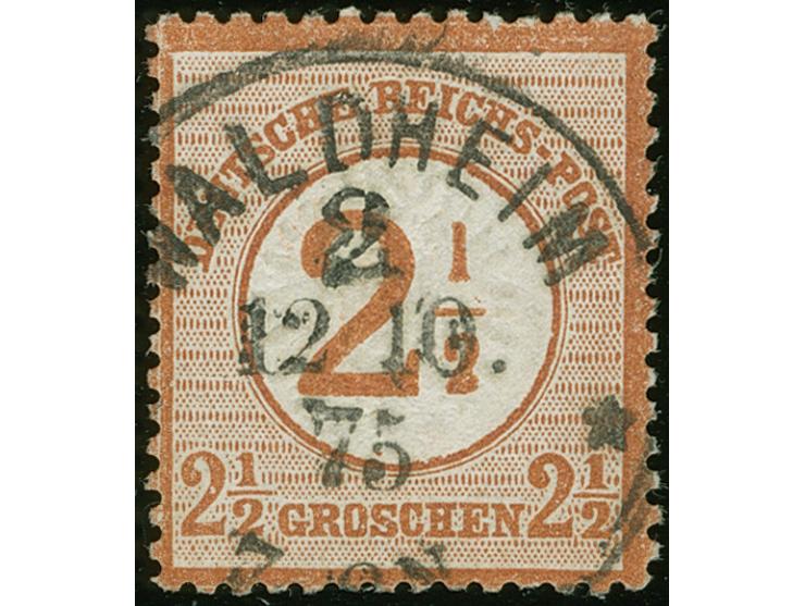 “WALDHEIM 2** 12.10.75” klar und fast kpl. auf Ausgabe 1874 2½ auf 2½ Gr. braunorange. Die farbfrische Marke ist deutlich gep