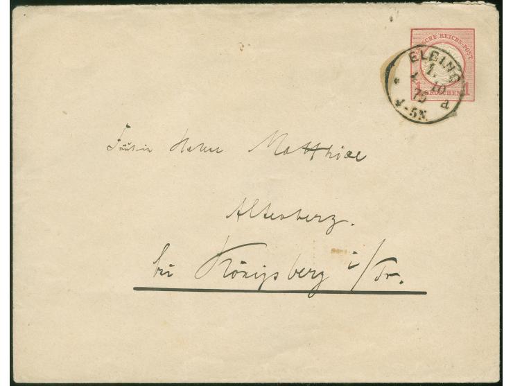 “ELBING 1*a 4.10.75” klar auf Ganzsachenumschlag 1 Gr. im Großformat nach Altenburg bei Königsberg mit Ausgabestempel, in gut