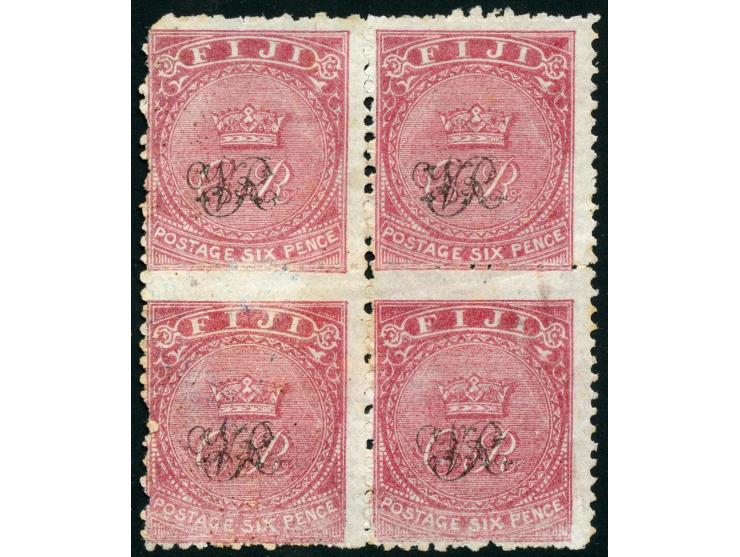 1877, Govt. Printing: 6 d. rose, on laid paper with monogram "VR" overprint, horizontal perforation between unsuccessful, unu