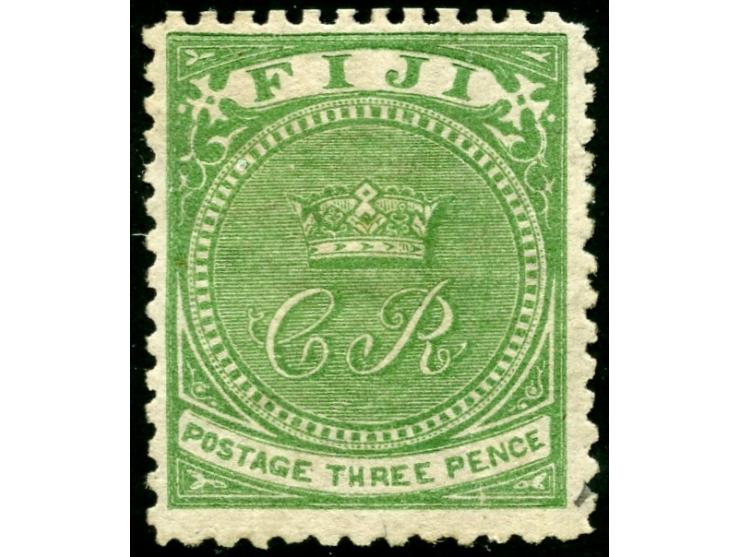 1876, On paper lithographed “VR”: 2 d. on 3 d. pale green on wove paper from the Printer's Waste / Trial sheets, perforated 1