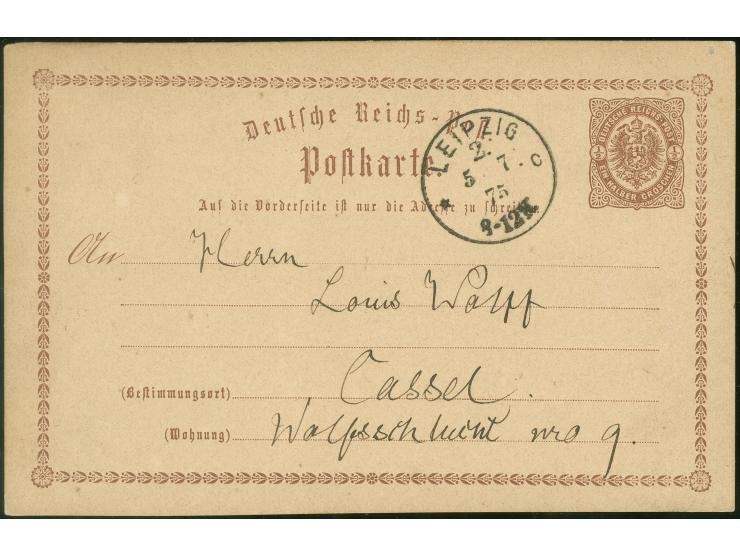 “LEIPZIG 2 *c 5.7.75” klar auf Ganzsachenkarte ½ Gr. nach Kassel in einwandfreier Erhaltung
