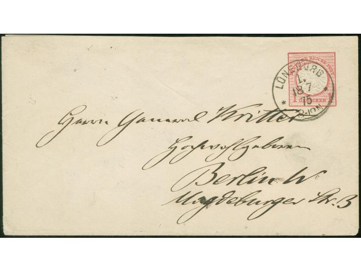 “LÜNEBURG 1 ** 18.7.75” sehr klar auf Ganzsachenumschlag 1 Gr. nach Berlin mit Ankunftsstempel, in einwandfreier Erhaltug