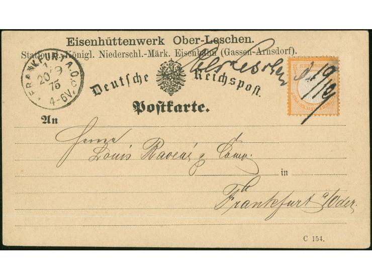 “FRANKFURT A.O. 1 *c 20.9.75” klar als Ankunftsstempel auf amtlichen Postkarte C 154. mit Zudruck “Eisenhüttenwerk Ober-Lesch
