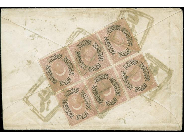 Türkische Post in Montenegro PLJEVLJA : “TASHLIDJA” all arabic boxed type (Coles-Walker no.40, A&amp;P no.2, R) on envelope b