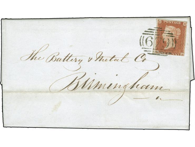 1846, One Penny red-brown RH good to large margins on three sides, touched at bottom, tied by a crisp number ´679´ cancellati
