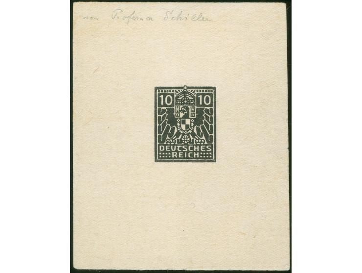 1908, Wettbewerb des Dürer Bundes 10 Pfg. schwarz, Einzelabzug (64 x 81 mm) eines Gegenentwurfes zur Germaniaausgabe, ohne Gu
