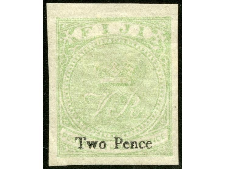 1878/99, 2 d. on 3 d. green on wove paper, unused, variety imperf, fine.
