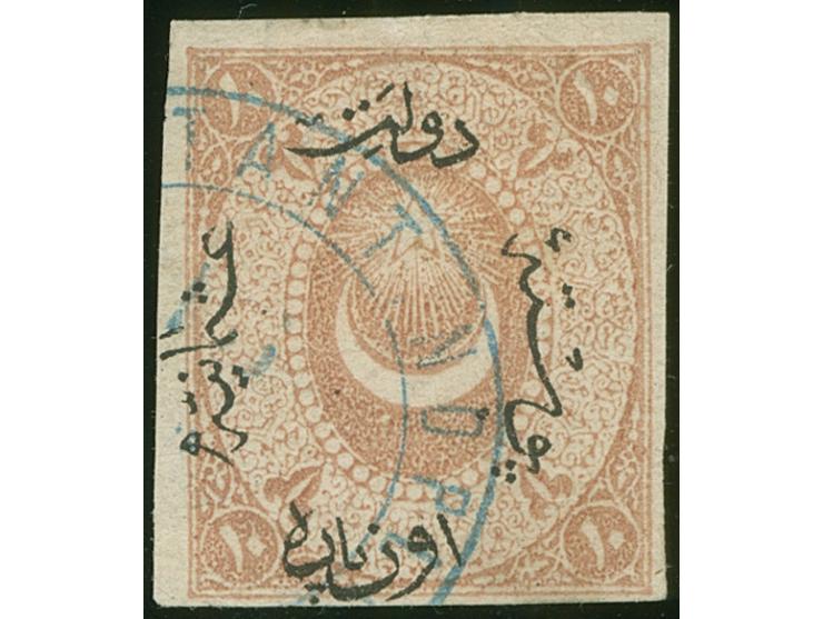 1868, Star &amp; Crescent (Duloz), 10 para light orange brown imperf used, very fresh color and clear cancelled, Isfila imper