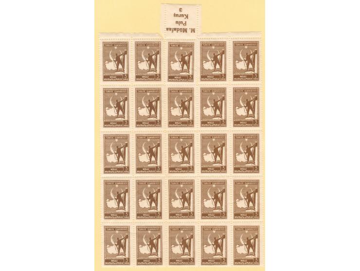 1941, National Defense Tax Stamps: 5 values up to 10 krs. deep blue, each 25 mint never hinged sets in sheets with margin imp