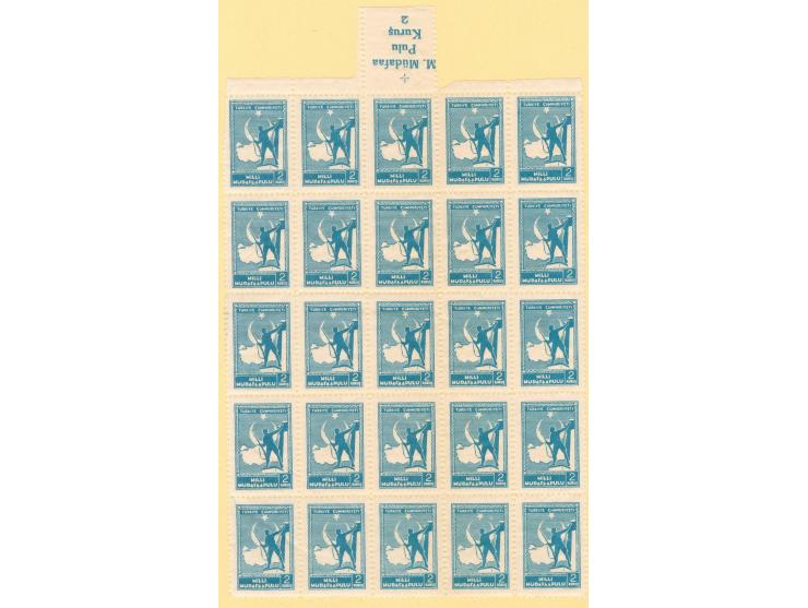 1941, National Defense Tax Stamps: 5 values up to 10 krs. deep blue, each 25 mint never hinged sets in sheets with margin imp