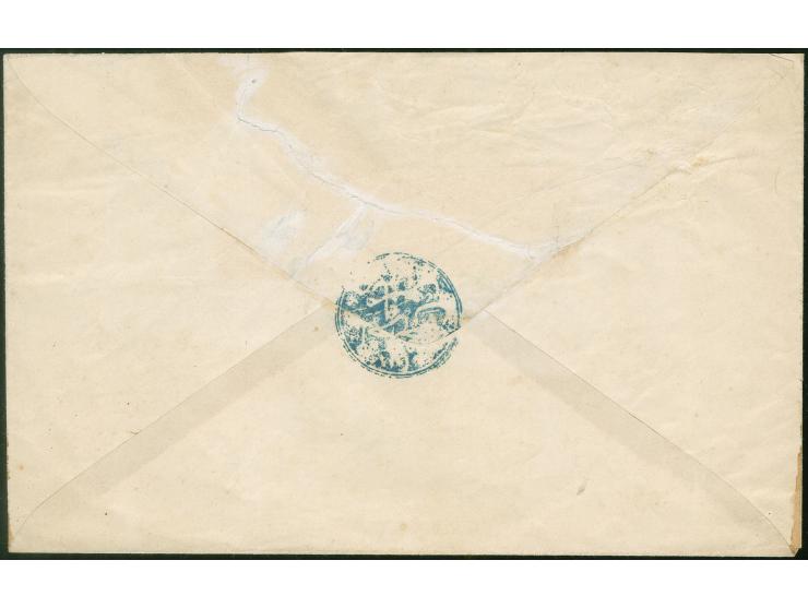 1865 ca., TELGRAFHANE-I SAMSUN (Isfila no.2, RRR) blue cancellation on telegram envelope with imprint on front ‘don't pay the