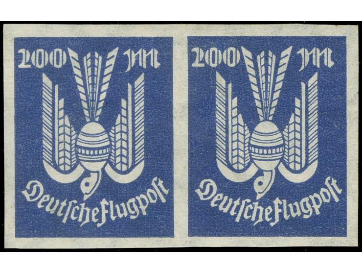 1923, Holztaube 200 M., ungezähntes waagerechtes Paar, ungebraucht, tadellos, sign. h(einze)&nbsp;