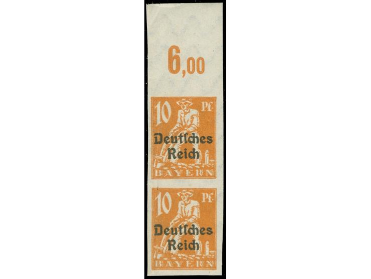 1920, Abschiedsserie 10 Pfg. dunkelgelblichorange, ungezähntes senkrechtes Oberrandpaar, postfrisch, tadellos, sign. Dr. Oert