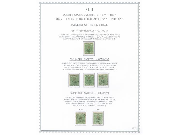 1871/75, King Cakobau Issue collection specialized balance on homemade pages, a study of over 100 forgeries, most by Spiro, w