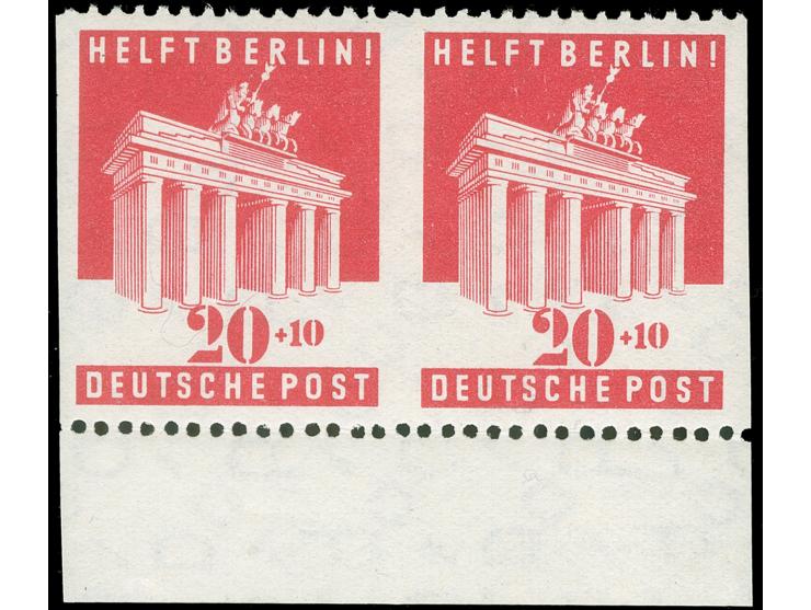 1948, Berlin-Hilfe, 20 Pfg., senkrecht ungezähnt als waagerechtes Unterrandpaar, postfrisch, tadellos&nbsp;