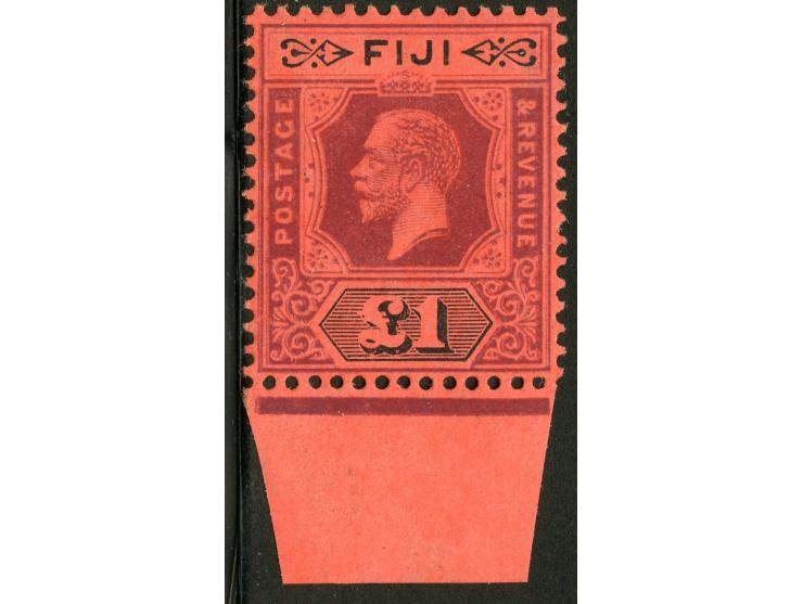 1912/23, George V £1 purple and black on red, die II, bottom margin, showing variety significant doubling of the frame print,