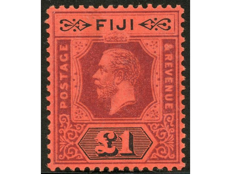 1912/23, George V £1 purple and black on red, die II, showing variety slight kiss print of the frame, unused, good perforatio