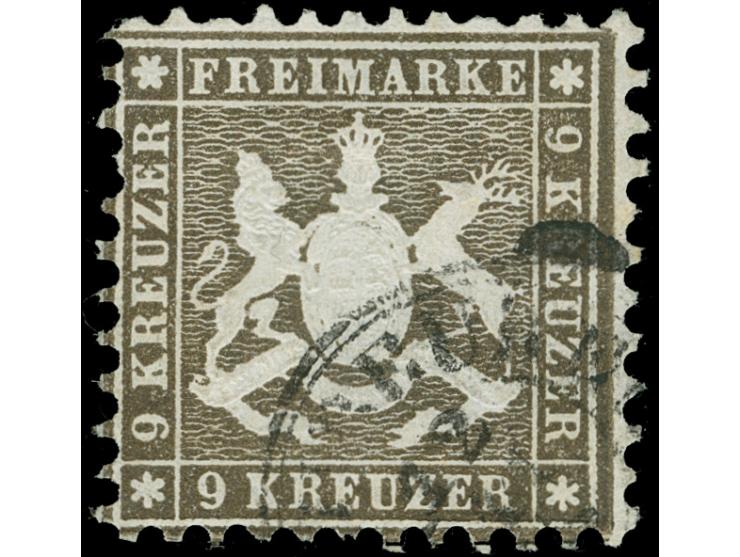 1863, 9 Kr. schwarzbraun, farbfrisch, gestempelt mit üblicher Zähnung, in einwandfreier Erhaltung, doppelt sign. Heinrich BPP