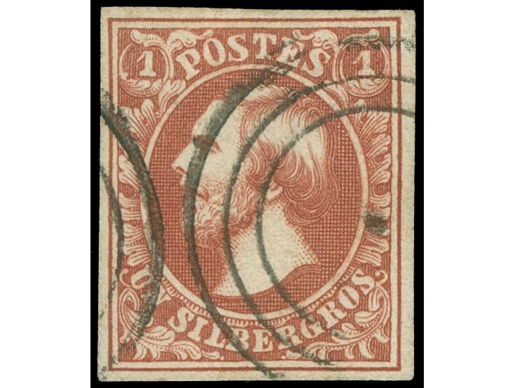 1852, 1 sgr., brownish red (first printing), good margins, neatly cancelled by target of Luxembourg, vf. Certificate Böttger 