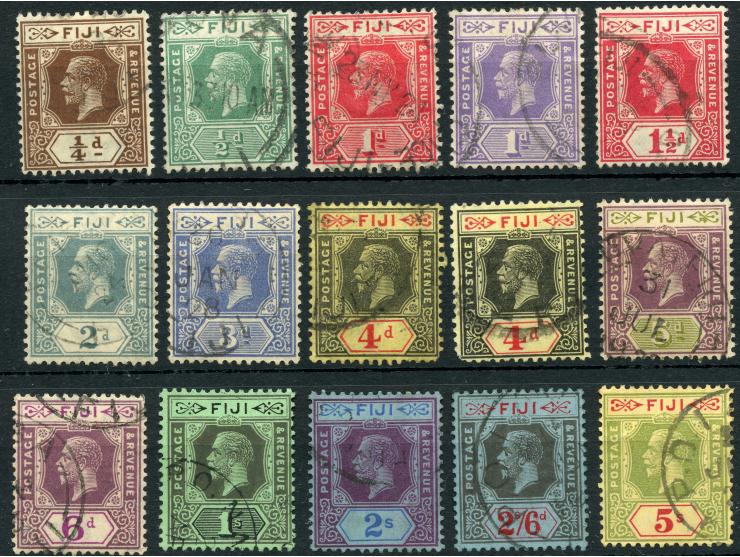 1922/27, George V complete set of 14 values, used, mainly fine.
