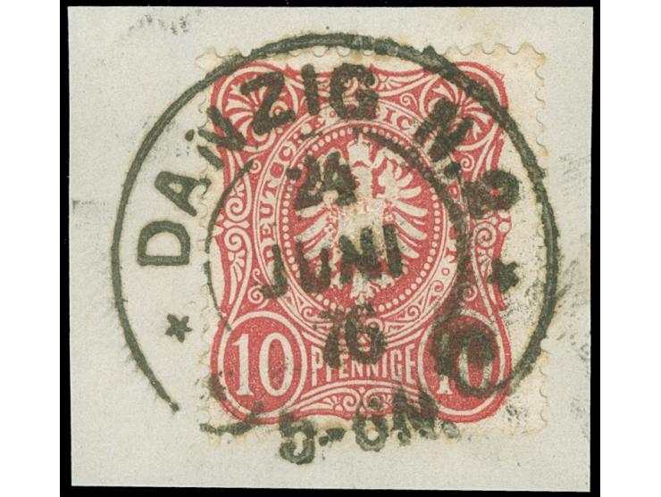 “DANZIG N.2 24.JUNO.76" (Spalink 7-1) sehr klar und zentrisch auf Ausgabe 10 Pfge karminrot auf Briefstück in tadelloser Erha