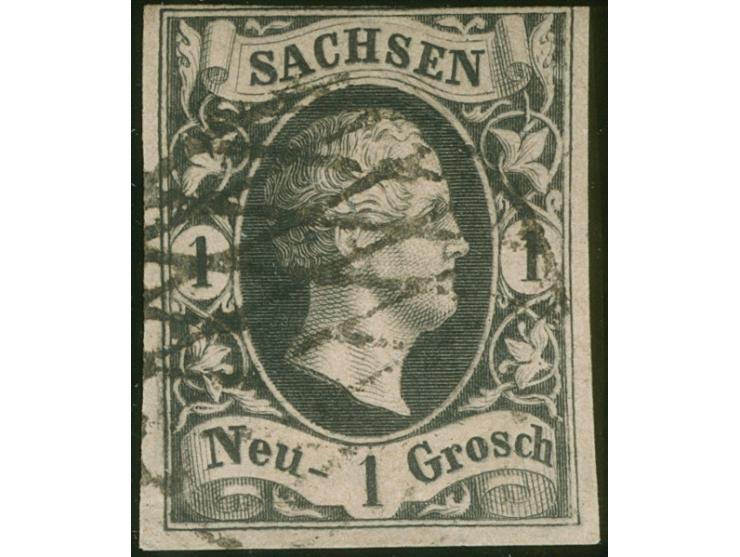 1 Ngr. a. mattgraurot, rückseitig mit teilweisem Abklatsch des ½ Ngr.-Wertes, oben leicht berührt, sauber entwertet durch Vol