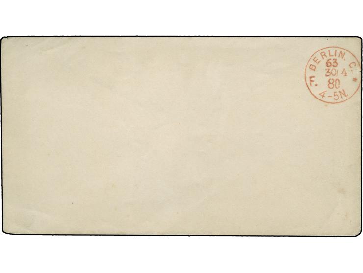 "BERLIN C. 63 F. 30.4.80" (Letzttag) sehr klarer Blankoabschlag in rot auf unbeschriftetem Briefkuvert. Vermutlich als Erinne