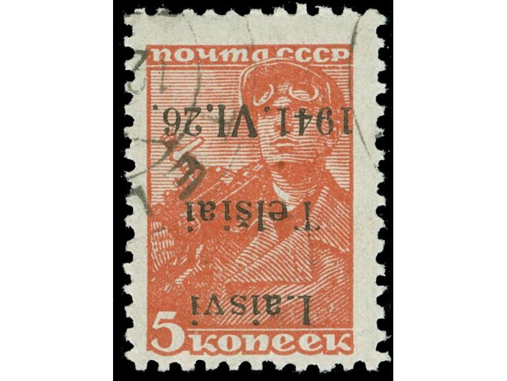 1941, 5 Kop., kopfstehender Aufdruck in Type I, gestempelt, tadellos, Attest Prof. Klein (2011)