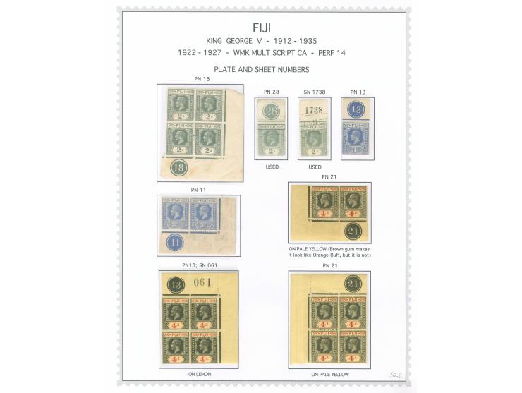 1922/27, George V collection on three album pages ½ d. to 2 sh. (SG no.229-239) many blocks and pairs with margin stamps with