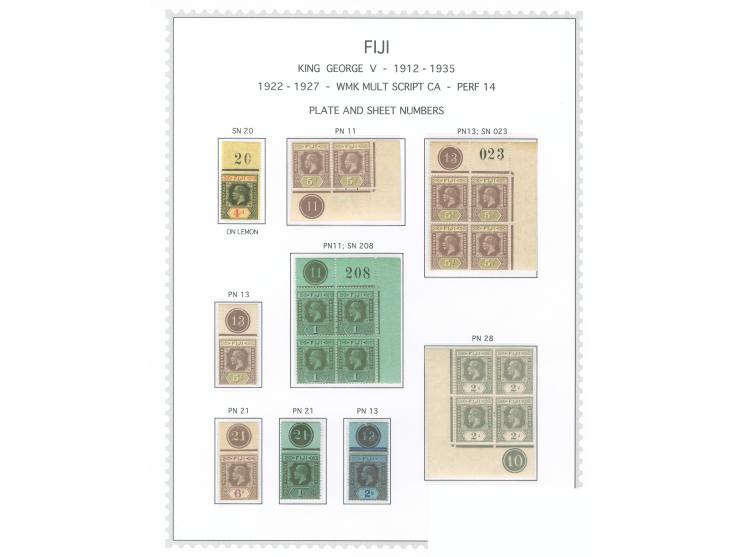 1922/27, George V collection on three album pages ½ d. to 2 sh. (SG no.229-239) many blocks and pairs with margin stamps with