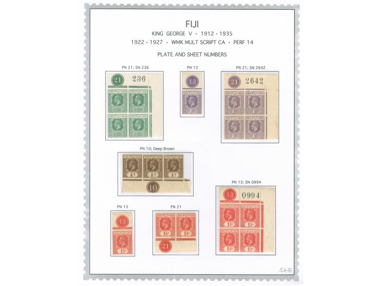 1922/27, George V collection on three album pages ½ d. to 2 sh. (SG no.229-239) many blocks and pairs with margin stamps with