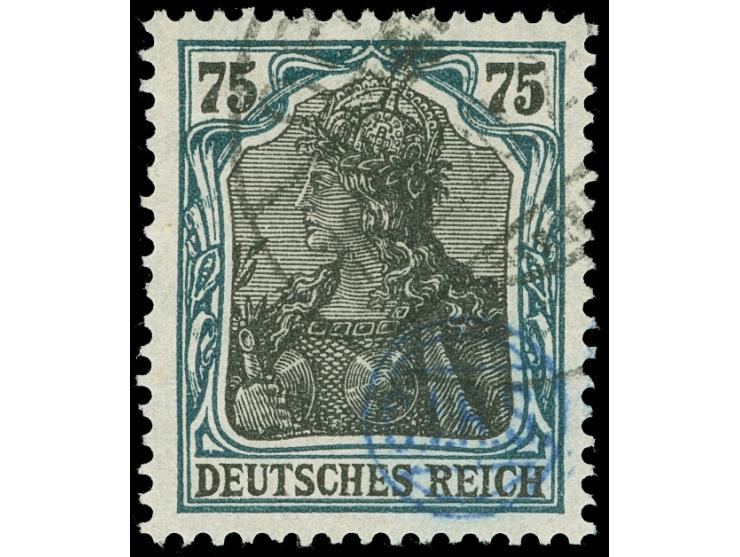 1920, Germania 75 Pfg. schwarzblaugrün/gelbschwarz, gestempelt, tadellos, Kurzbefund Gruber BPP (1999)
