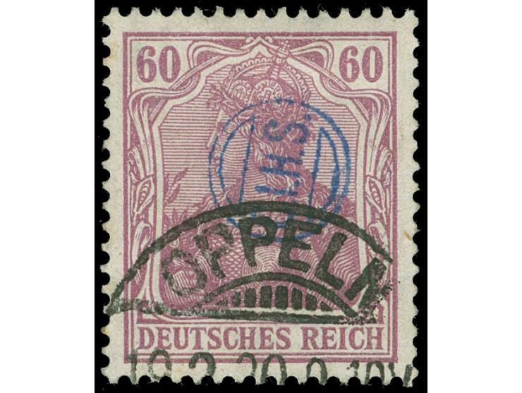 1920, Germania 60 Pfg. dunkelgraulila, sauber gestempelt “OPPELN 19.2.20", tadellos, sign. Mikulski, Fotobefund Gruber BPP (2