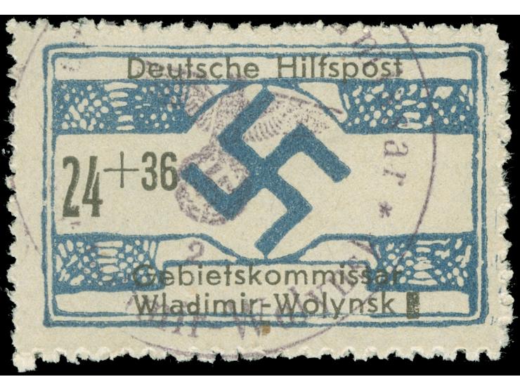 1944, Wladimir-Wolynsk 24 Pfg., Plattenfehler kleines “d” in Wladimir-Wolynsk, gestempelt, tadellos, Fotobefund Zirath BPP (2